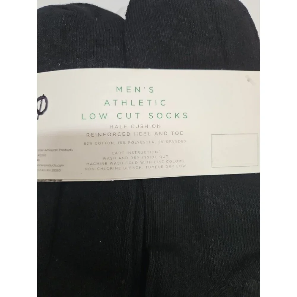 Dip Into Comfort Black Athletic King Low Cut Socks 10 Pack Mens Shoe‎ Size 7-12